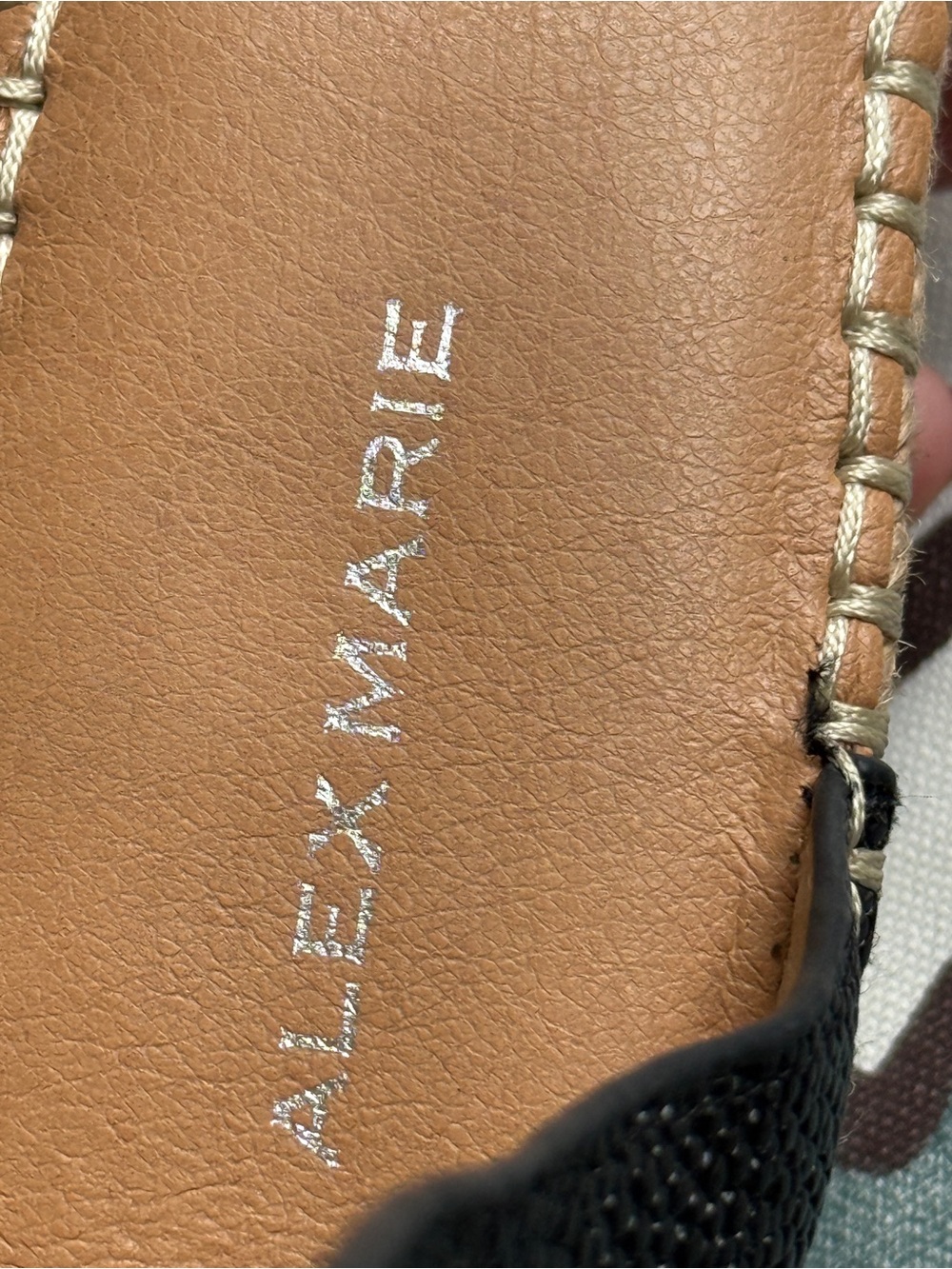 Alex Marie Ankle Strap Espadrille Sandals-Upper Leather, Black & Tan - Picture 7 of 9